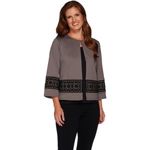 BOB MACKIE Ponte Knit Jacket Lazer Cut Overlay Med